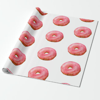 Pink Watercolor Doughnuts Sweet Dessert Wrapping Paper