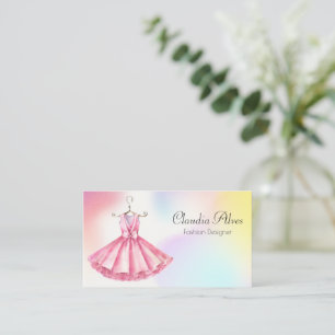 Pink Watercolor Dress Fashion Designer Business Card