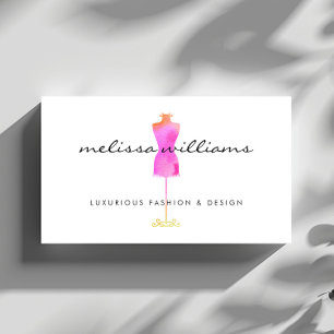 Pink Watercolor Dress Mannequin Fashion Boutique Business Card