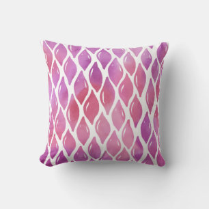 Pink watercolor drops pattern cushion