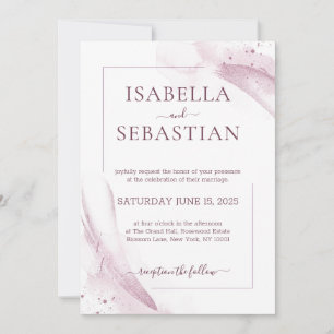 Pink Watercolor Elegant Wedding Invitation