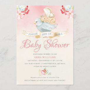Pink Watercolor Fairy Baby Shower Invitation