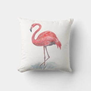Pink watercolor Flamingo . Cushion