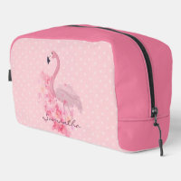 Pink Watercolor Flamingo Floral and Dots Named