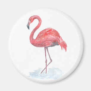 Pink watercolor Flamingo . Magnet