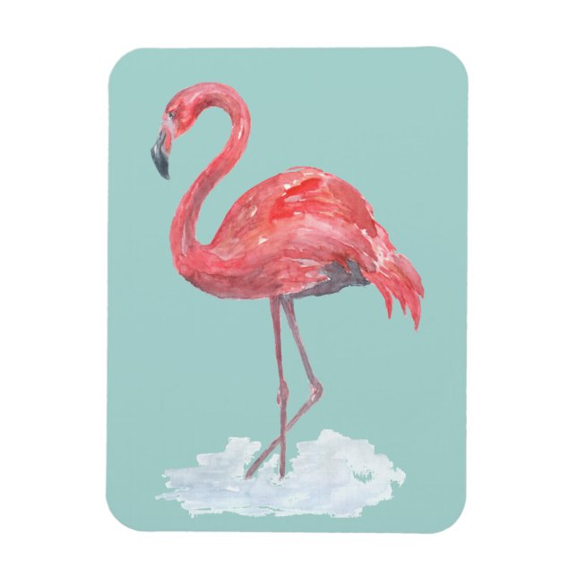 Pink watercolor Flamingo . Magnet (Vertical)