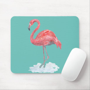 Pink watercolor Flamingo . Mouse Mat