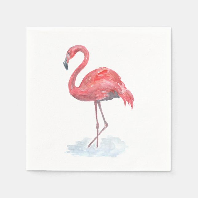 Pink watercolor Flamingo . Napkin (Front)