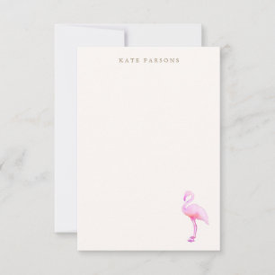 Pink Watercolor Flamingo Note Card