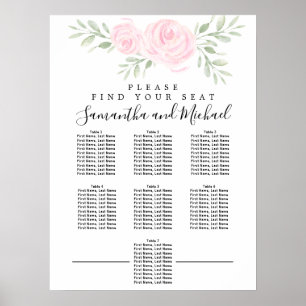 Pink Watercolor Floral 7-Table Seating Chart