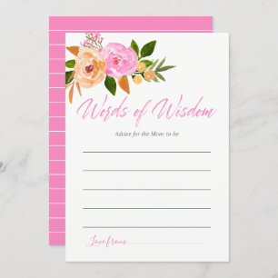 Pink watercolor floral Advice for Mum Baby Shower Invitation
