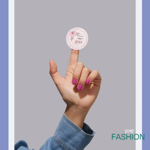 Pink Watercolor Floral and Cute Birthday Party Classic Round Sticker