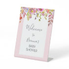 Pink Watercolor Floral Baby shower sign