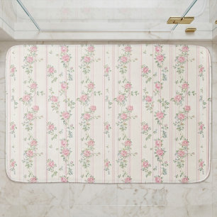 Pink Watercolor Floral Bath Mat