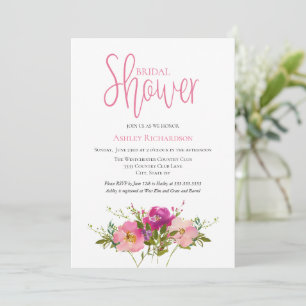 Pink Watercolor Floral Bridal Shower Invitation