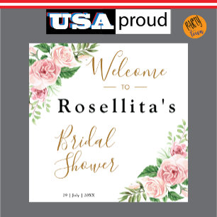 Pink Watercolor Floral Bridal Shower Tapestry