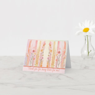 Pink Watercolor Floral Brushstrokes Card