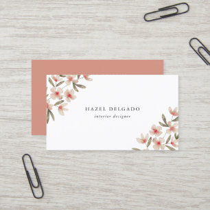 Pink Watercolor Floral Business Card
