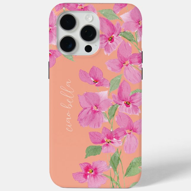 Pink Watercolor Floral Case-Mate iPhone Case (Back)