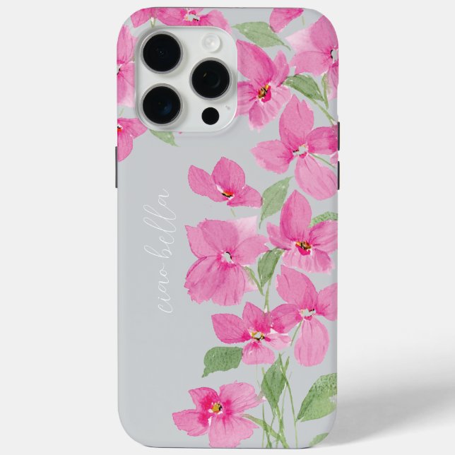 Pink Watercolor Floral Case-Mate iPhone Case (Back)