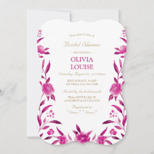 Pink Watercolor floral Chinoiserie bridal shower Invitation