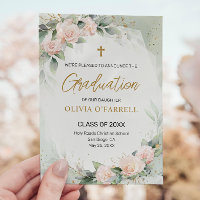 Pink Watercolor Floral Christian School Graduation