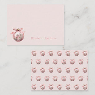 Pink Watercolor Floral Christmas Ornament Card