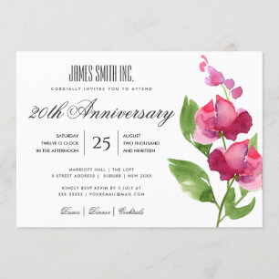 PINK WATERCOLOR FLORAL CORPORATE PARTY EVENT INVITATION