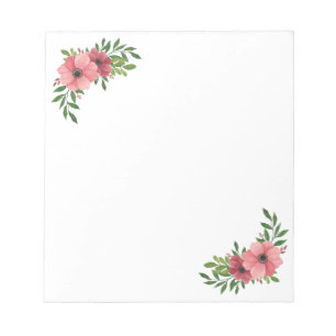 Pink Watercolor Floral Design Notepad