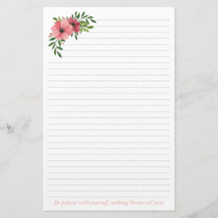 Pink Watercolor Floral Design Stationery