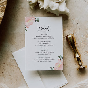 Pink Watercolor Floral Elegant Wedding Enclosure Card