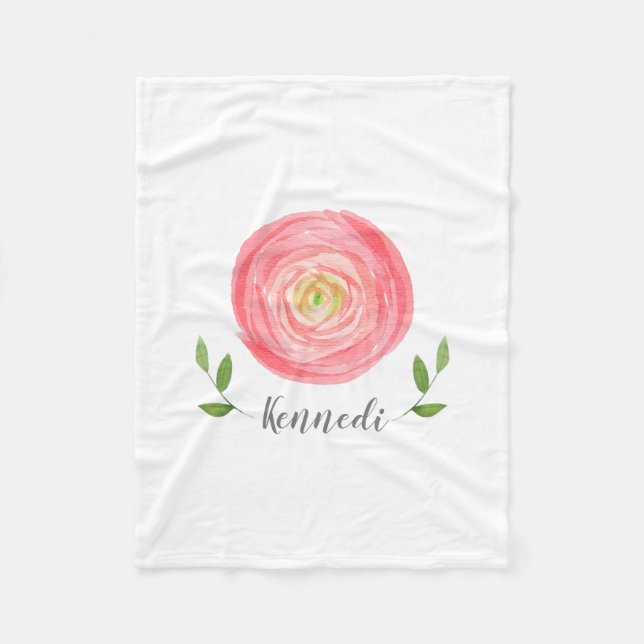 Pink Watercolor Floral Fleece Baby (Front)