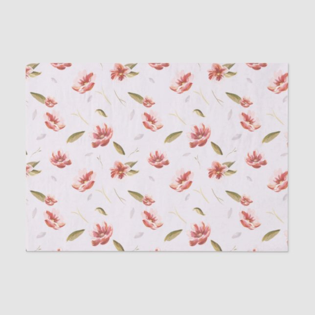 Pink Watercolor Floral Garden Tissue Paper (Front)