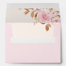 Pink Watercolor Floral Girls Party Envelope