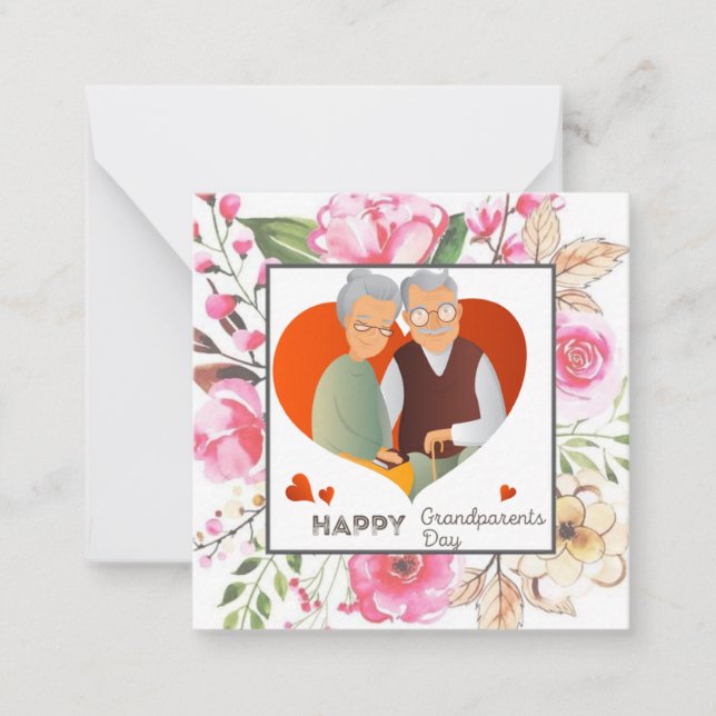 Pink Watercolor Floral Grandparents Day Card (Front)