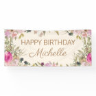 Pink Watercolor Floral Happy Birthday