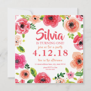 Pink Watercolor Floral Invitation