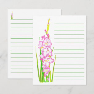 Pink Watercolor Floral Lined Note Cards