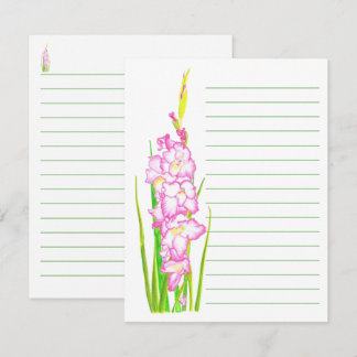 Pink Watercolor Floral Lined Note Cards