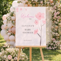 Pink Watercolor Floral Minimal Baby Shower