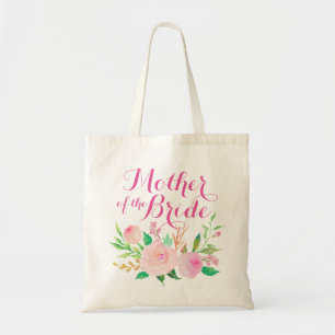 Pink Watercolor Floral "Mother of the Bride" Tote Bag