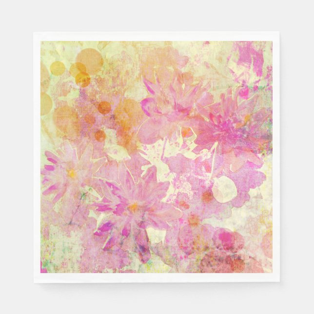 Pink Watercolor Floral Napkin (Front)