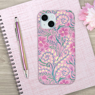 pink watercolor floral pattern iPhone 15 case