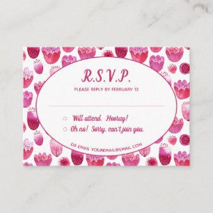 Pink Watercolor Floral Pattern RSVP Enclosure Card