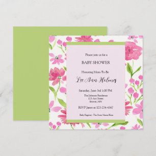 Pink Watercolor Floral Personalised Baby Shower Invitation
