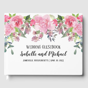 Pink Watercolor Floral Personalised Guestbook