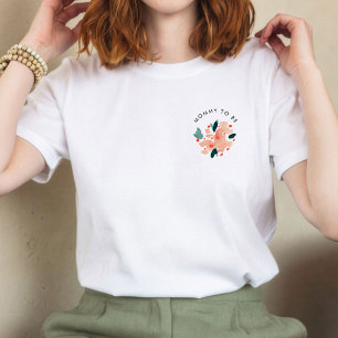 Pink Watercolor Floral Personalised Mummy To Be T-Shirt