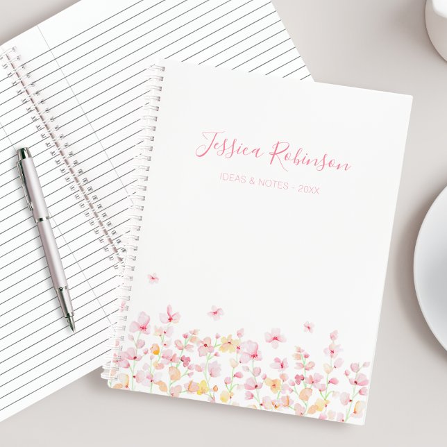 Pink Watercolor Floral Personalised Notebook (Creator Uploaded)