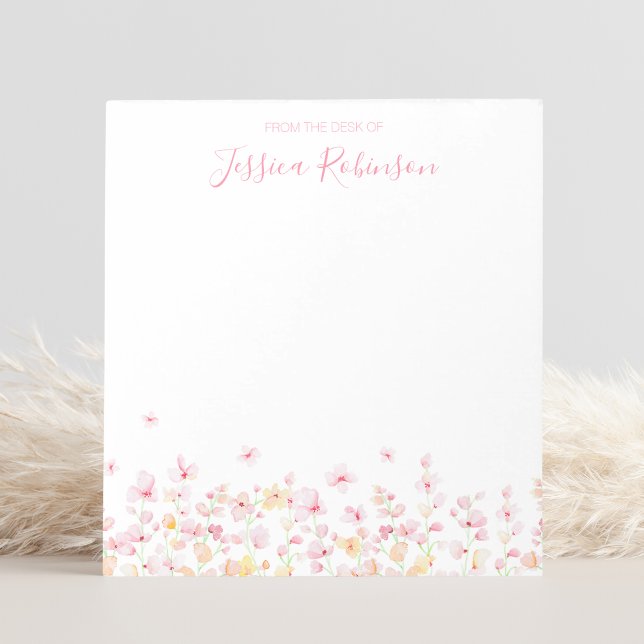 Pink Watercolor Floral Personalised Notepad (Creator Uploaded)