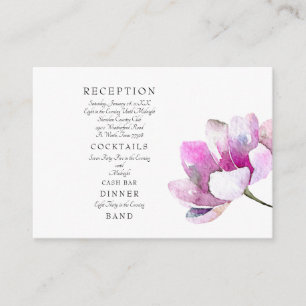 Pink Watercolor Floral Recept. Cash Bar Wedding Enclosure Card